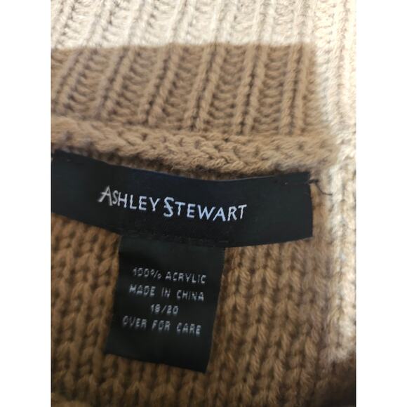 Ashley Stewart Tan Brown Knit Sleeveless Sweater Poncho Fringe Detail 18 20 3861 - Picture 4 of 6